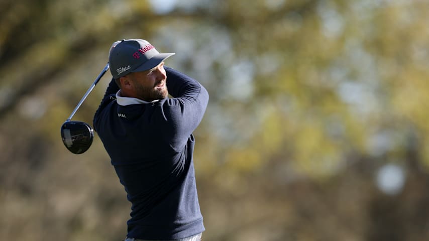 HILTON HEAD ISLAND, SOUTH CAROLINA - APRIL 20: Wyndham Clark of the United States lines up a putt on the fifth green during the final round of the RBC Heritage 2025 at Harbour Town Golf Links on April 20, 2025 in Hilton Head Island, South Carolina. (Photo by Andrew Redington/Getty Images)