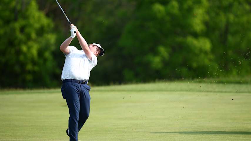 Robert MacIntyre of Scotland plays a shot on the 16th hole during the second round of the RBC Canadian Open 2025 at TPC Toronto at Osprey Valley on June 06, 2025 in Caledon, Ontario. (Vaughn Ridley/Getty Images)