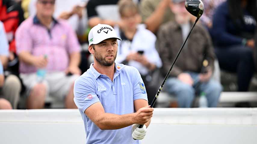 Sam Burns of the United States prepares to play his shot from the first tee during the final round of the RBC Canadian Open 2025 at TPC Toronto at Osprey Valley on June 08, 2025 in Caledon, Ontario. (Minas Panagiotakis/Getty Images)
