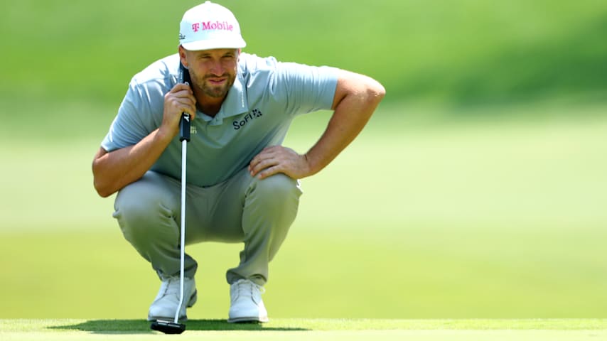 Wyndham Clark of the United States lines up a putt on the tenth green during the third round of the RBC Canadian Open 2025 at TPC Toronto at Osprey Valley on June 07, 2025 in Caledon, Ontario. (Vaughn Ridley/Getty Images)