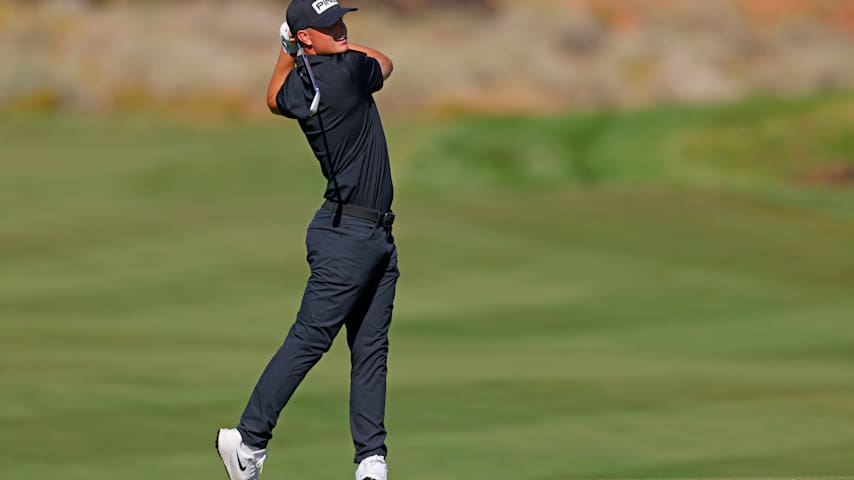 Detailed view of The PGA TOUR flag during the second round of the Korn Ferry Tour Qualifying Tournament at Landings Club-Marshwood Course on November 6, 2022 in Savannah, Georgia. (Andrew Wevers/PGA TOUR)