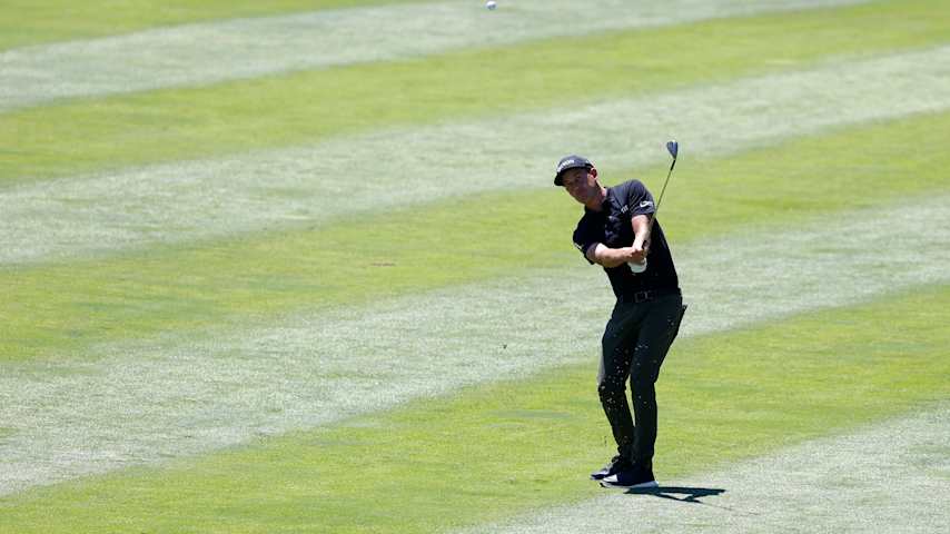 Andrew Putnam of the United States plays a shot on the seventh hole during the third round of the Barracuda Championship 2025 at Tahoe Mountain Club on July 19, 2025 in Truckee, California. (Lachlan Cunningham/Getty Images)