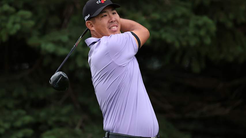 Byeong Hun An of South Korea plays his shot from the second tee during the first round of the 3M Open 2025 at TPC Twin Cities on July 24, 2025 in Blaine, Minnesota. (Andrew Wevers/Getty Images)