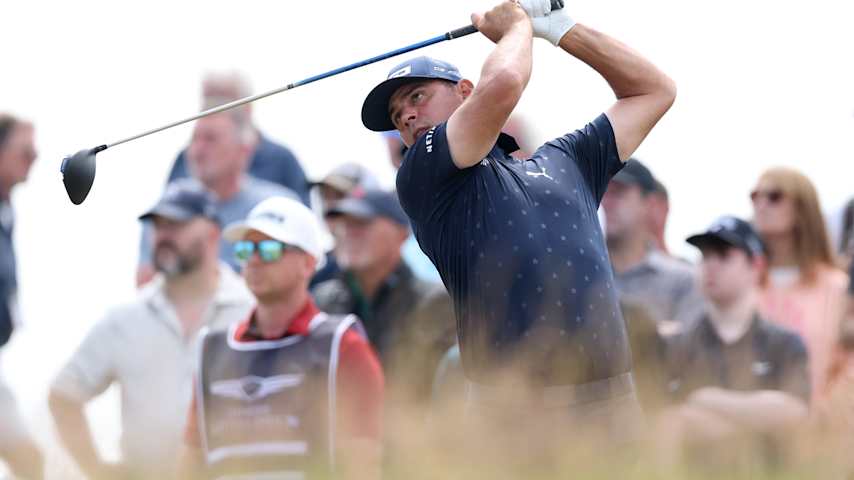 Gary Woodland of the United States tees off on the 11th hole on day four of the Genesis Scottish Open 2025 at The Renaissance Club on July 13, 2025 in North Berwick, Scotland. (Warren Little/Getty Images)