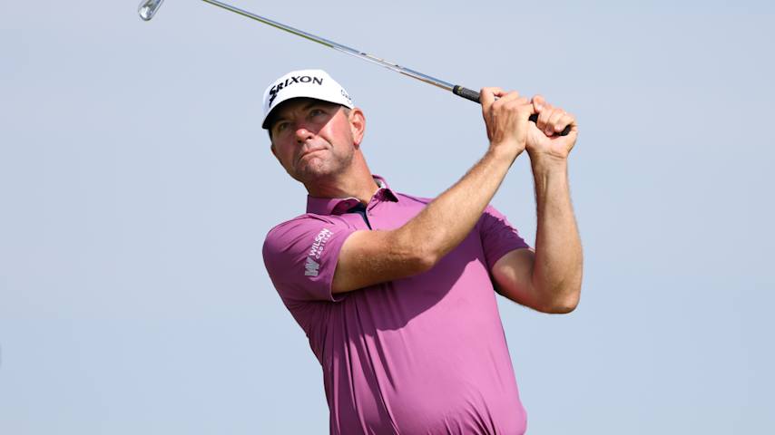 Lucas Glover of the United States tees off on the sixth hole during day four of The 153rd Open Championship at Royal Portrush Golf Club on July 20, 2025 in Portrush, Northern Ireland. (Christian Petersen/Getty Images)