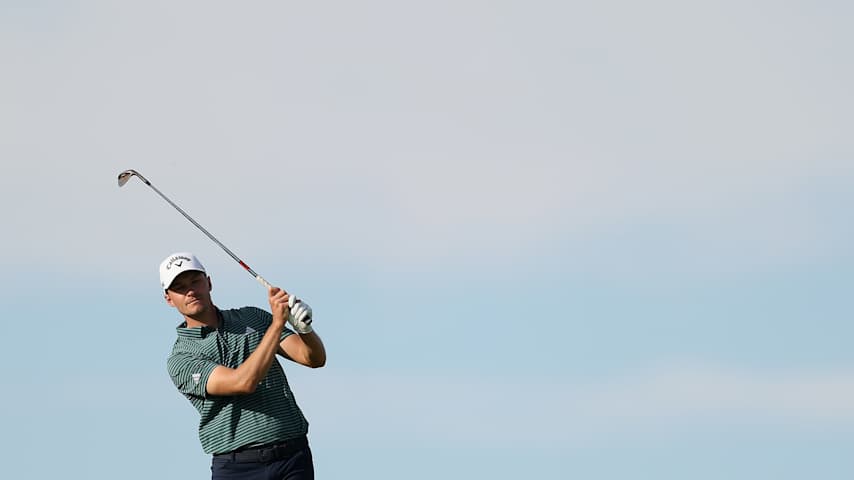 Rasmus Højgaard of Denmark plays a shot on day three of The 153rd Open Championship at Royal Portrush Golf Club on July 19, 2025 in Portrush, Northern Ireland. (Christian Petersen/Getty Images)