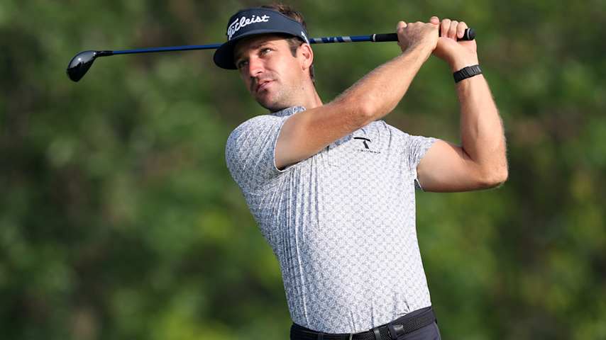 Trevor Cone of the United States plays his shot from the tenth tee during the second round of the 3M Open 2025 at TPC Twin Cities on July 25, 2025 in Blaine, Minnesota. (David Berding/Getty Images)