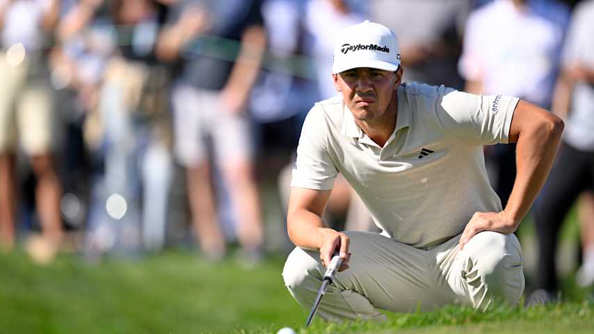 Michael Thorbjornsen of the United States lines up a putt on the sixth green during the third round of the Farmers Insurance Open 2026 at Torrey Pines South Course on January 31, 2026 in La Jolla, California. (Orlando Ramirez/Getty Images)
