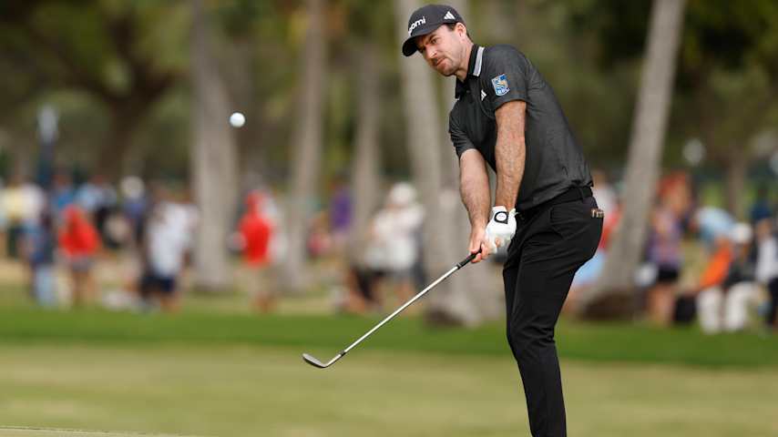 Nick Taylor of Canada chips on the 18th green during the final round of the Sony Open in Hawaii 2026 at Waialae Country Club on January 18, 2026 in Honolulu, Hawaii. (Cliff Hawkins/Getty Images)