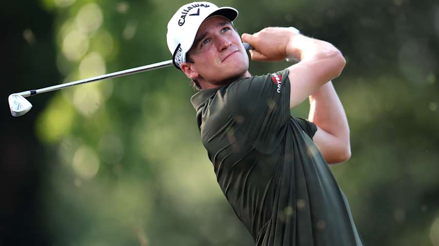 Adrien Dumont de Chassart of Belgium plays his shot from the 16th tee during the first round of the Wyndham Championship 2026 at Sedgefield Country Club on August 06, 2026 in Greensboro, North Carolina. (Caleb Bowlin/Getty Images)