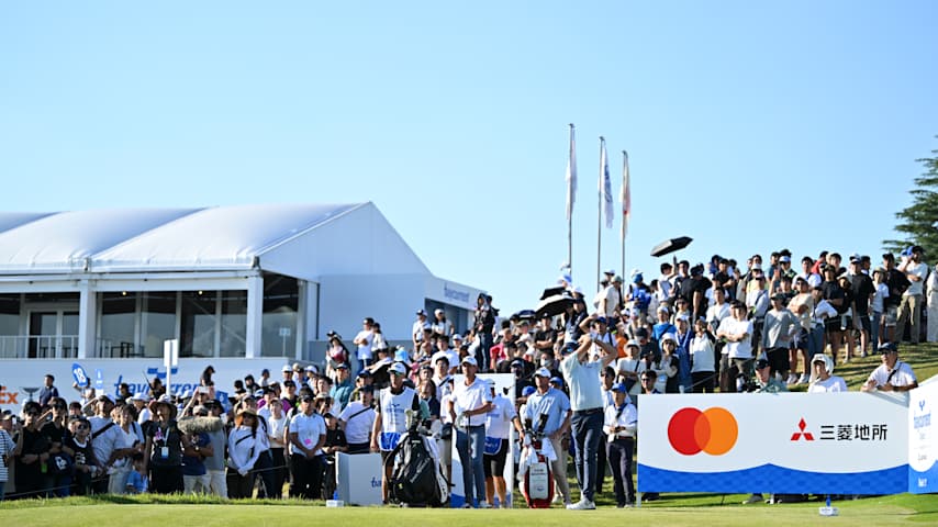 Ben Kohles of the United States hits his tee shot on the 17th hole during the third round of the Baycurrent Classic 2026 at Yokohama Country Club on October 10, 2026 in Yokohama, Kanagawa, Japan. (Kenta Harada/Getty Images)