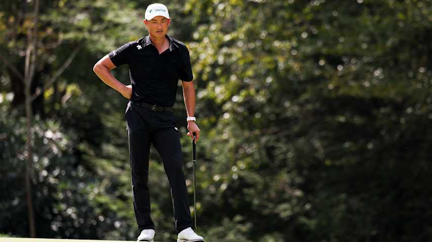 Haotong Li of China looks on while playing the ninth hole during the third round of the Biltmore Championship Asheville 2026 at The Cliffs at Walnut Cove on September 19, 2026 in Arden, North Carolina. (David Jensen/Getty Images)