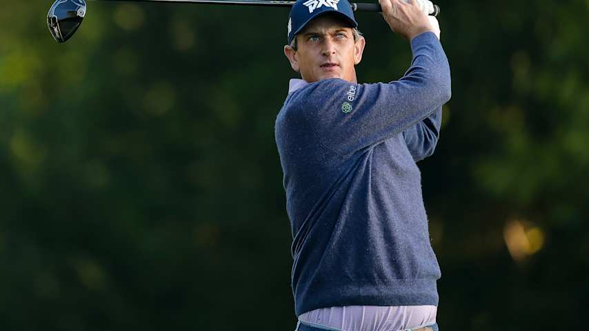 Henrik Norlander or Sweden hits a tee shot on the 10th hole during the first round of the Biltmore Championship Asheville 2026 at The Cliffs at Walnut Cove on September 17, 2026 in Arden, North Carolina. (Alex Slitz/Getty Images)