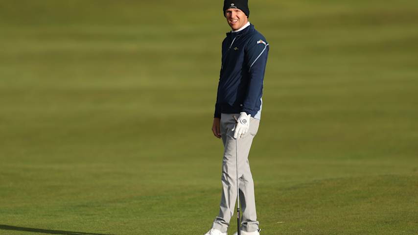 Jeremy Paul of Germany reacts to his second shot on the second hole on day three of the Alfred Dunhill Links Championship at Carnoustie Golf Links on October 03, 2026 in St Andrews, Scotland. (Kate McShane/Getty Images)