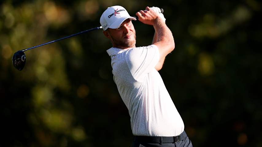 Jesper Svensson of Sweden hits a tee shot on the 10th hole during the second round of the Biltmore Championship Asheville 2026 at The Cliffs at Walnut Cove on September 18, 2026 in Arden, North Carolina. (David Jensen/Getty Images)