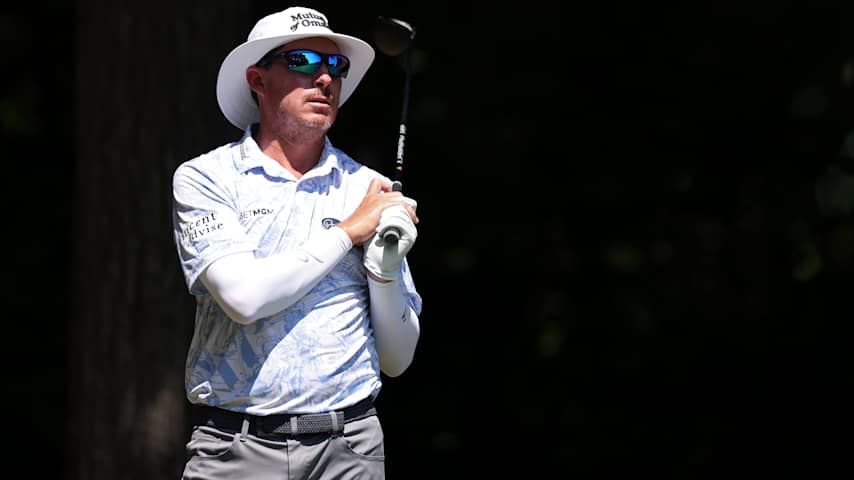Joel Dahmen of the United States watches his shot from the second tee during the final round of the Wyndham Championship 2026 at Sedgefield Country Club on August 09, 2026 in Greensboro, North Carolina. (Caleb Bowlin/Getty Images)