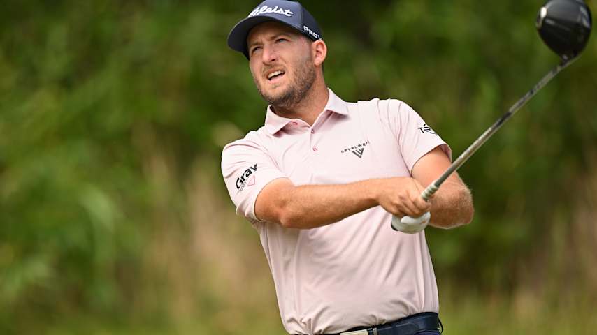 Lee Hodges of the United States hits his tee shot on the 13th hole during the first round of the Baycurrent Classic 2026 at Yokohama Country Club on October 8, 2026 in Yokohama, Kanagawa, Japan. (Kenta Harada/Getty Images)
