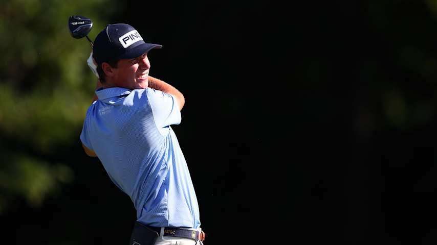 Amateur Mason Howell of the United States plays his shot from the 13th tee during the first round of the John Deere Classic 2026 at TPC Deere Run on July 02, 2026 in Silvis, Illinois. (Tyler Clouse/Getty Images)