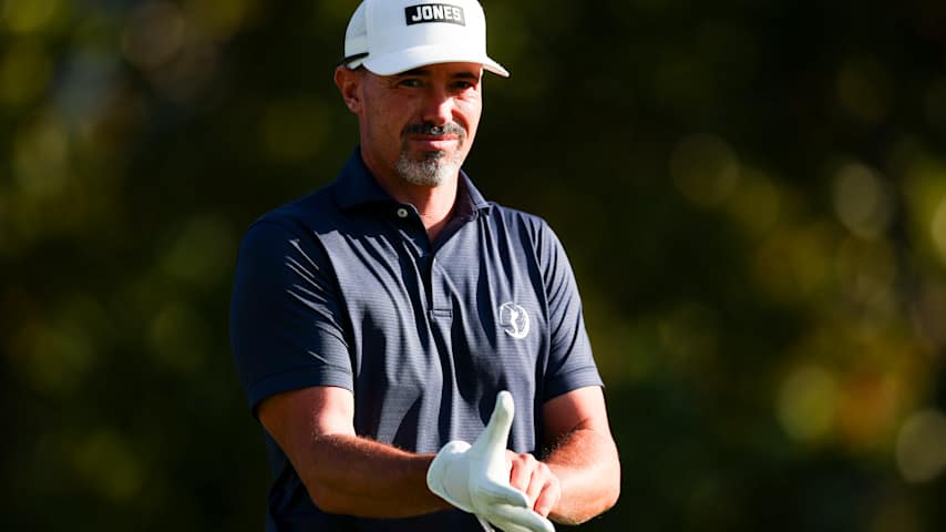 Paul Peterson of the United States looks on while playing the 10th hole during the second round of the Biltmore Championship Asheville 2026 at The Cliffs at Walnut Cove on September 18, 2026 in Arden, North Carolina. (David Jensen/Getty Images)