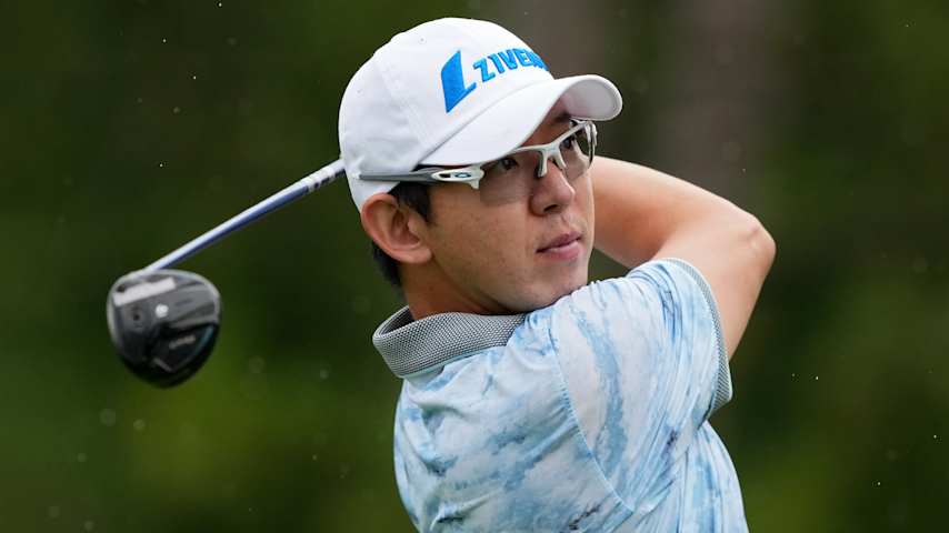 S.Y. Noh of the Republic of Korea plays a shot from the third tee during the final round of the Nationwide Children's Hospital Championship at OSU GC - Scarlet Course on September 20, 2026 in Columbus, Ohio. (Dylan Buell/Getty Images)