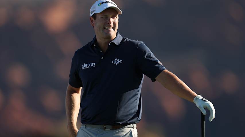 Vince Whaley hits a drive from the fourth tee during the Pro-Am prior to the Bank of Utah Championship 2026 at Black Desert Resort on September 30, 2026 in Ivins, Utah. (Sean M. Haffey/Getty Images)