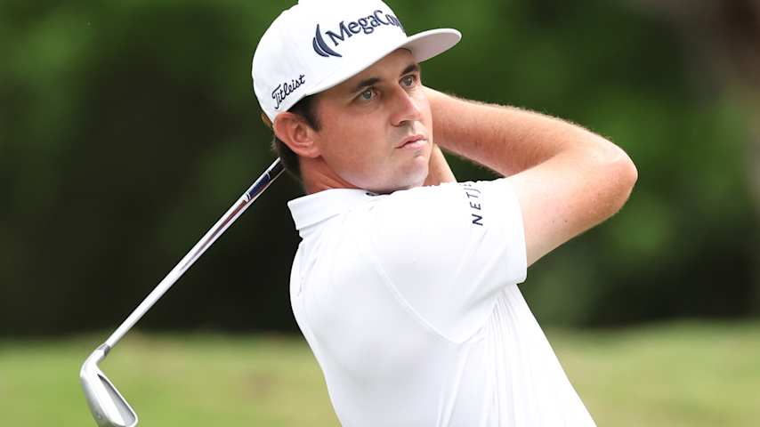 J.T. Poston of the United States plays his shot from the 13th tee during the third round of the Valero Texas Open 2026 at TPC San Antonio on April 04, 2026 in San Antonio, Texas. (Stacy Revere/Getty Images)