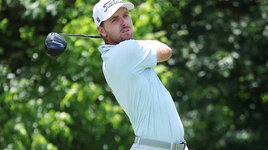 Ryan Gerard of the United States plays his shot from the fifth tee during the first round of the Zurich Classic of New Orleans 2026 at TPC Louisiana on April 23, 2026 in Avondale, Louisiana. (Chris Graythen/Getty Images)