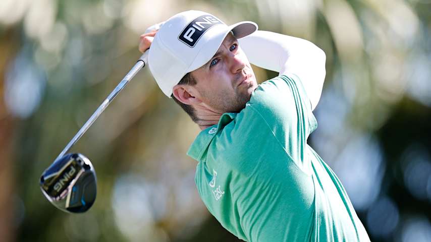 Alex Smalley of the United States plays his shot from the 12th tee during the third round of the Cadillac Championship 2026 at Trump National Doral Miami on May 02, 2026 in Doral, Florida. (Carmen Mandato/Getty Images)