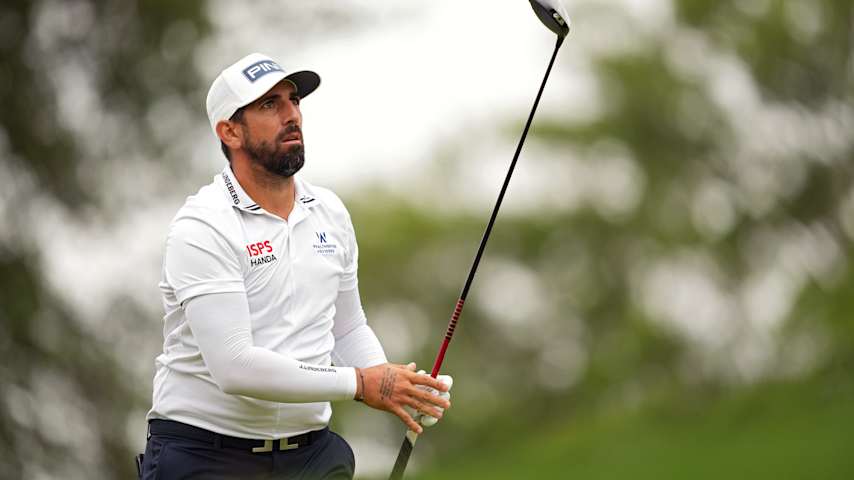 Matthieu Pavon of France watches his shot from the second tee during the first round of the ONEflight Myrtle Beach Classic 2026 at Dunes Golf & Beach Club on May 07, 2026 in Myrtle Beach, South Carolina. (Raj Mehta/Getty Images)