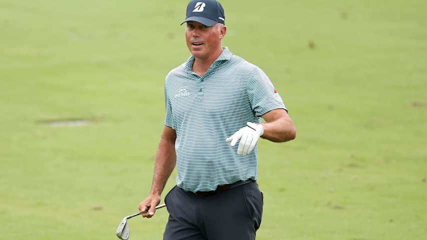 Matt Kuchar of the United States reacts to a shot on the sixth hole during the first round of THE CJ CUP Byron Nelson 2026 at TPC Craig Ranch on May 21, 2026 in McKinney, Texas. (Stacy Revere/Getty Images)