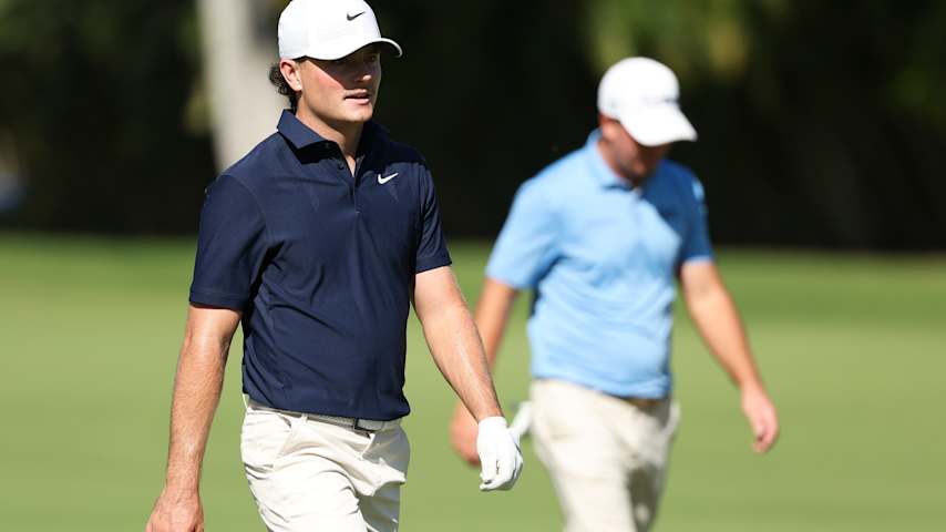 Luke Clanton looks on while playing the ninth hole prior to the Sony Open in Hawaii 2026 at Waialae Country Club on January 13, 2026 in Honolulu, Hawaii. (Mike Mulholland/Getty Images)