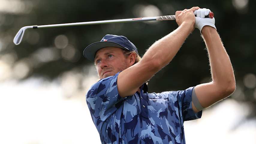 Austin Smotherman of the United States plays his shot from the sixth tee during the first round of The American Express 2026 at the Pete Dye Stadium Course on January 22, 2026 in La Quinta, California. (Jed Jacobsohn/Getty Images)