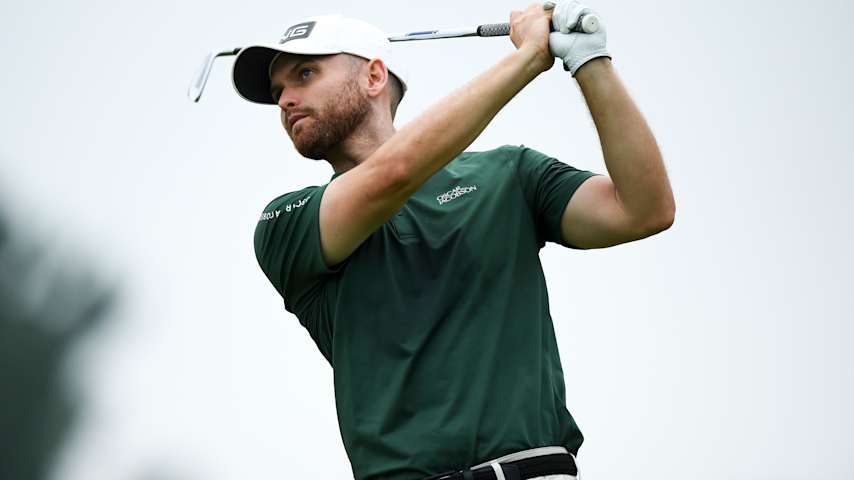 Daniel Gavins of England hits a tee shot on the 13th hole during the first round of the ISCO Championship 2026 at Hurstbourne Country Club on July 09, 2026 in Louisville, Kentucky. (Tanner Pearson/Getty Images)