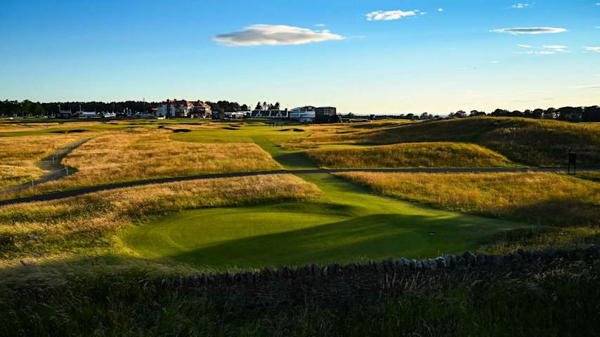 A view of hole 18 at The Renaissance Club in North Berwick, SCO.
