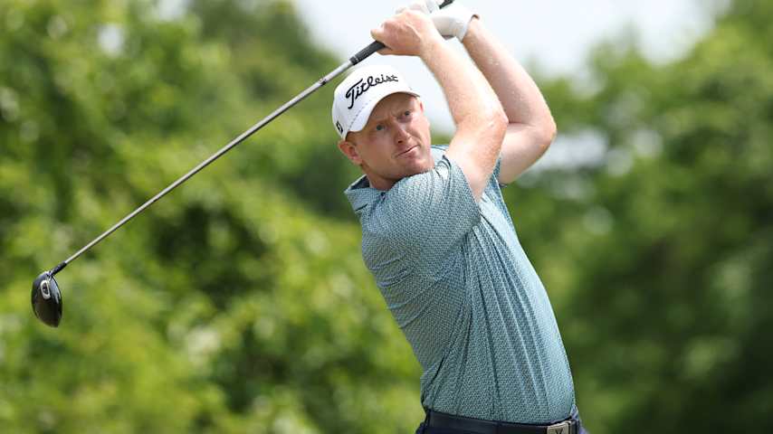 Hayden Springer of the United States plays his shot from the second tee during the third round of the Zurich Classic of New Orleans 2026 at TPC Louisiana on April 25, 2026 in Avondale, Louisiana. (Stacy Revere/Getty Images)