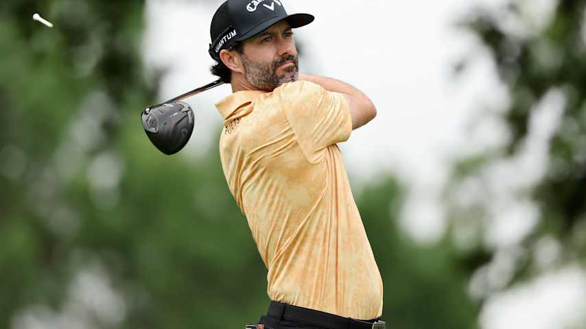 Adam Hadwin of Canada plays a shot from the second tee during the first round of THE CJ CUP Byron Nelson 2026 at TPC Craig Ranch on May 21, 2026 in McKinney, Texas. (Sam Hodde/Getty Images)