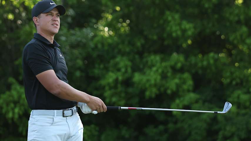 Cameron Champ of the United States plays his shot from the 16th tee during the first round of the Zurich Classic of New Orleans 2026 at TPC Louisiana on April 23, 2026 in Avondale, Louisiana. (Stacy Revere/Getty Images)