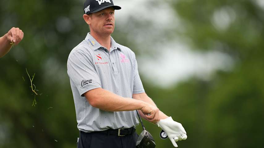Patrick Fishburn of the United States prepares to play a shot from the second tee during the first round of the ONEflight Myrtle Beach Classic 2026 at Dunes Golf & Beach Club on May 07, 2026 in Myrtle Beach, South Carolina. (Raj Mehta/Getty Images)
