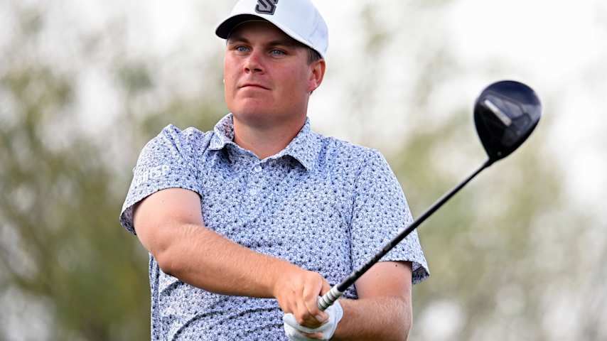 Sami Valimaki of Finland plays his shot from the 15th tee during the first round of the WM Phoenix Open 2026 at TPC Scottsdale on February 05, 2026 in Scottsdale, Arizona. (Alex Goodlett/Getty Images)