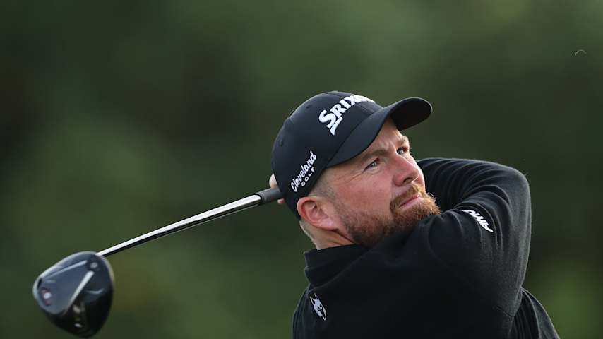 Shane Lowry of Ireland plays his shot from the tenth tee during a practice round prior to the 2026 Masters Tournament at Augusta National Golf Club on April 06, 2026 in Augusta, Georgia. (Hector Vivas/Getty Images)