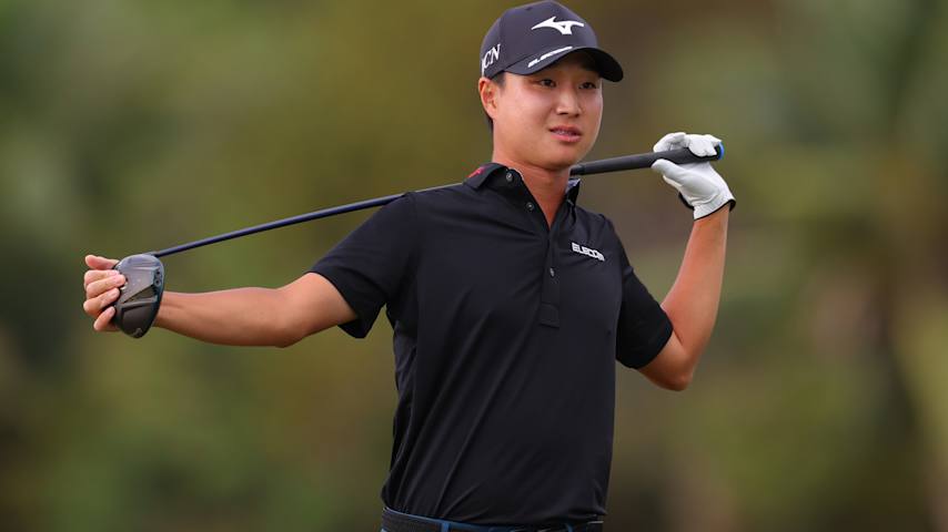 Kensei Hirata of Japan reacts to his shot from the third tee during the second round of the Puerto Rico Open 2026 at Grand Reserve Golf Club on March 06, 2026 in Rio Grande, Puerto Rico. (Jordan Bank/Getty Images)