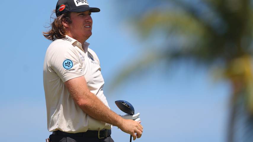 Neal Shipley of the United States watches his shot from the tenth tee during the second round of the Puerto Rico Open 2026 at Grand Reserve Golf Club on March 06, 2026 in Rio Grande, Puerto Rico. (Justin Edmonds/Getty Images)