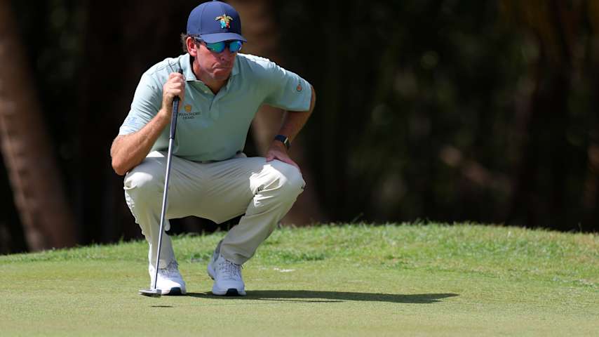 Ben Kohles of the United States lines up a putt on the second green during the final round of the Puerto Rico Open 2026 at Grand Reserve Golf Club on March 08, 2026 in Rio Grande, Puerto Rico. (Jordan Bank/Getty Images)
