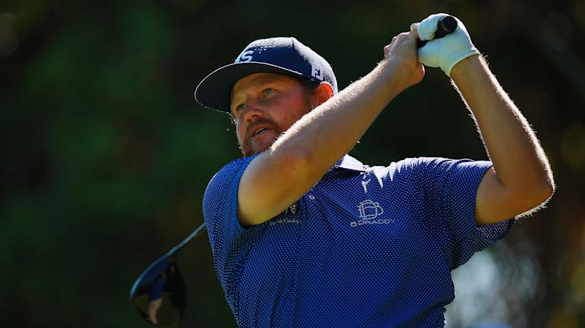 Zac Blair of the United States hits his tee shot on the 8th hole during the second round of the Tulum Championship at PGA Riviera Maya 2026 at PGA Riviera Maya on April 17, 2026 in Tulum, Mexico. (Manuel Velasquez/Getty Images)