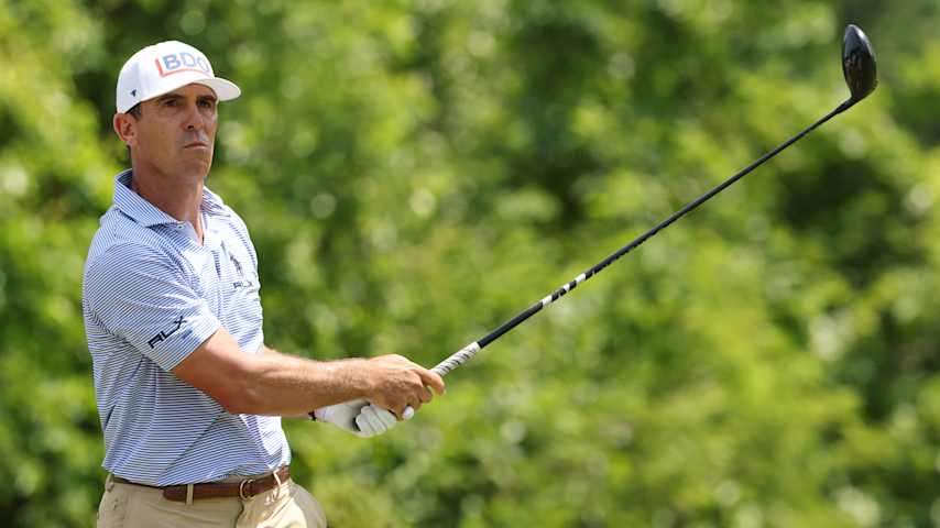 Billy Horschel of the United States plays his shot from the second tee during the third round of the Zurich Classic of New Orleans 2026 at TPC Louisiana on April 25, 2026 in Avondale, Louisiana. (Stacy Revere/Getty Images)
