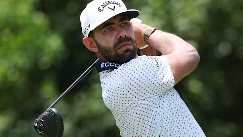 Erik van Rooyen of South Africa plays his shot from the fifth tee during the final round of the Zurich Classic of New Orleans 2026 at TPC Louisiana on April 26, 2026 in Avondale, Louisiana. (Chris Graythen/Getty Images)