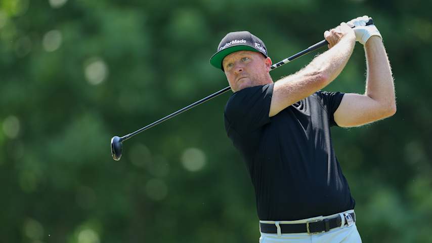 Ryan Vermeer of the United States, PGA of America Club Professional, plays his shot from the 14th tee during a practice round prior to the start of the 2022 PGA Championship at Southern Hills Country Club on May 18, 2022 in Tulsa, Oklahoma. (Christian Petersen/Getty Images)