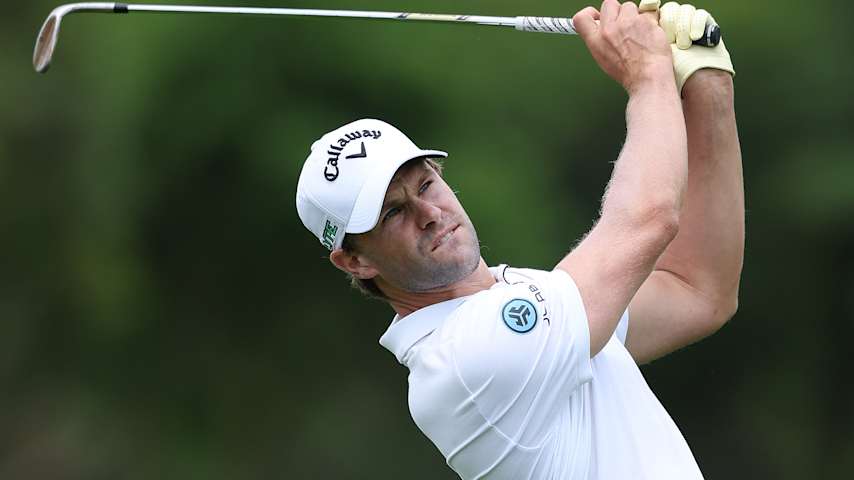 Thomas Detry of Belgium plays his second shot on the first hole on Day Two of the Nedbank Golf Challenge in honour of Gary Player 2026 at Gary Player CC on December 05, 2025 in Sun City, South Africa. (Luke Walker/Getty Images)