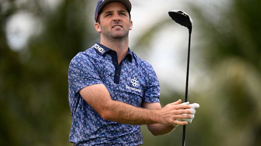 Denny McCarthy of the United States plays his shot from the second tee  during the first round of the Cadillac Championship 2026 at Trump National Doral Miami on April 30, 2026 in Doral, Florida. (Orlando Ramirez/Getty Images)