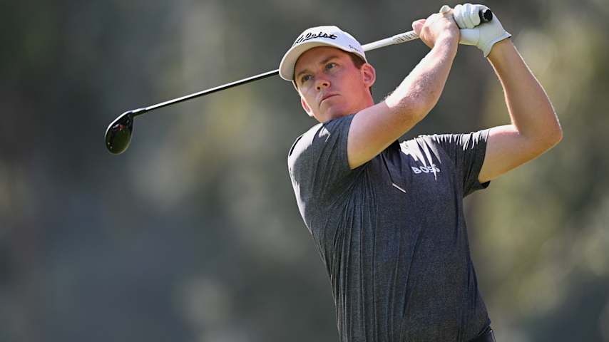 Daniel Hillier of New Zealand tees off on the 17th hole on day two of the Turkish Airlines Open 2026 at National Golf Club on May 01, 2026 in Belek, Turkey. (Stuart Franklin/Getty Images)